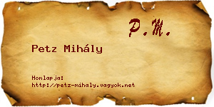 Petz Mihály névjegykártya