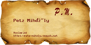 Petz Mihály névjegykártya